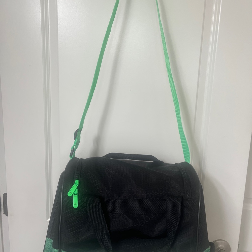 Adidas Black Duffel Bag with Neon Green Accents - Picture 3 of 6